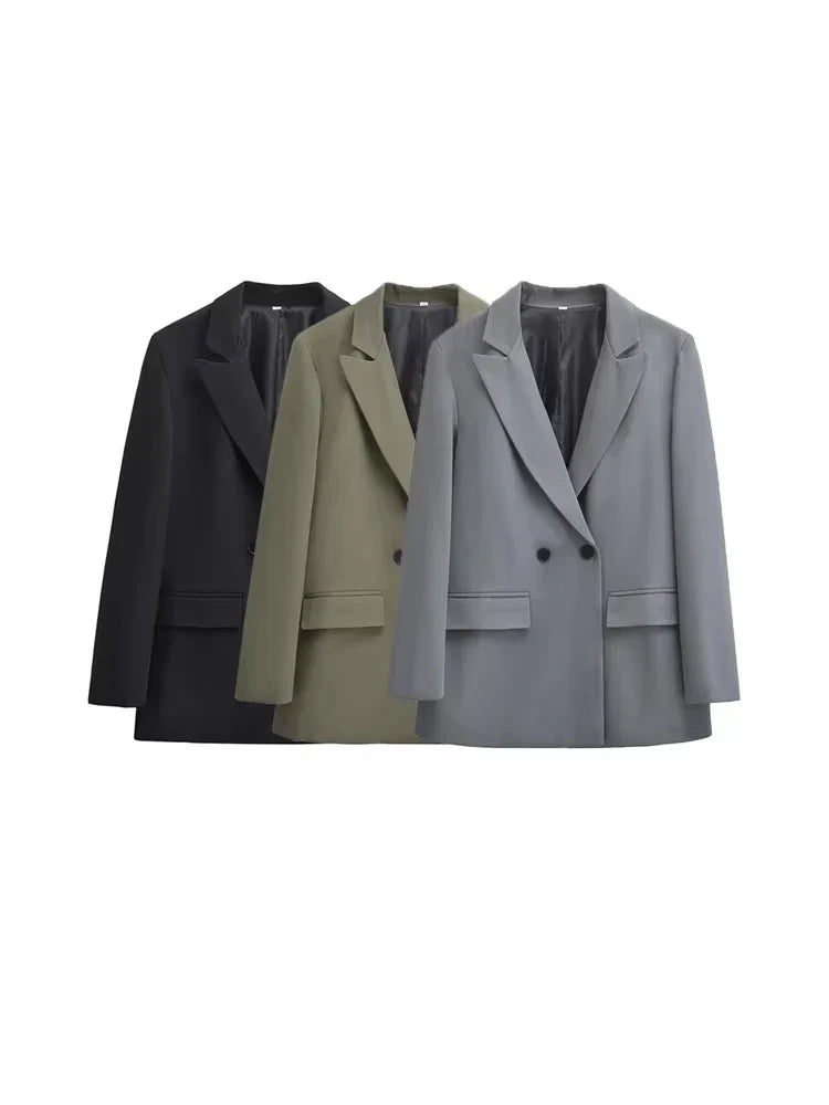 Moderne Dames Blazer met Dubbele Knoopsluiting