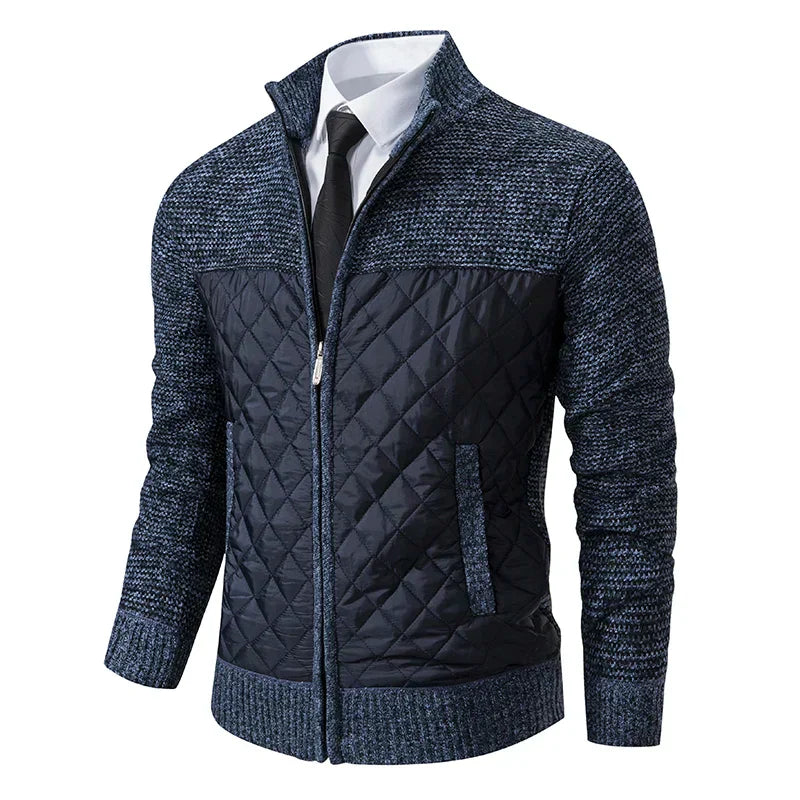 Casual Heren Cardigan - Gewatteerd & Gebreid Design