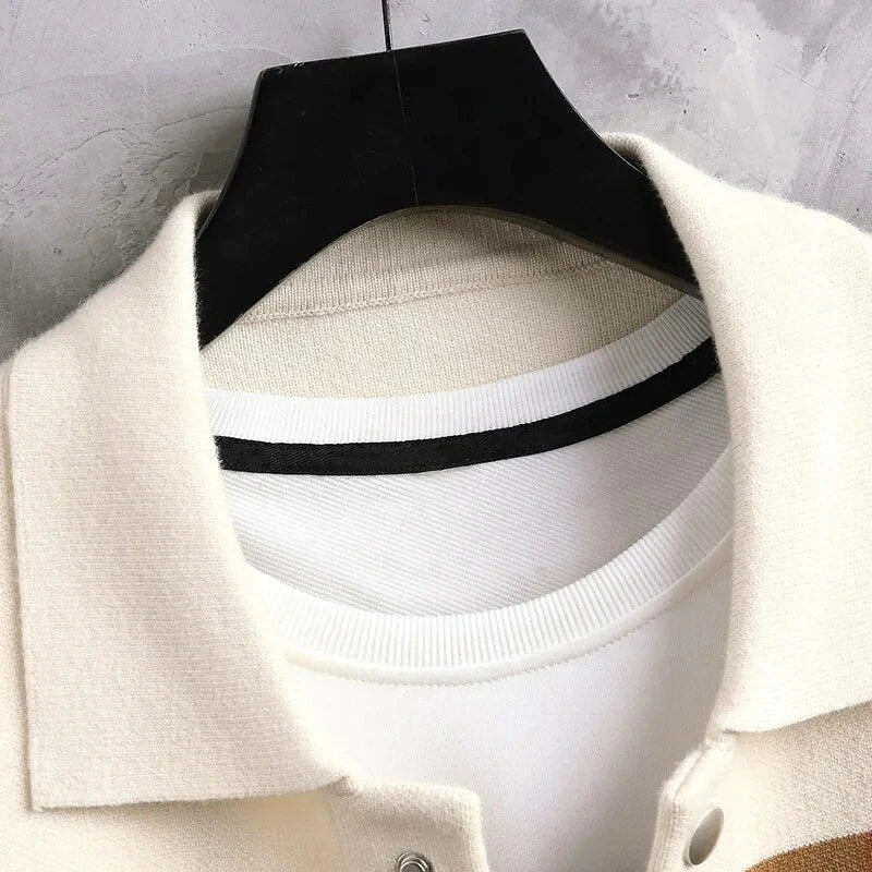 Heren Gebreid Vest met Kraag - Casual Strepen