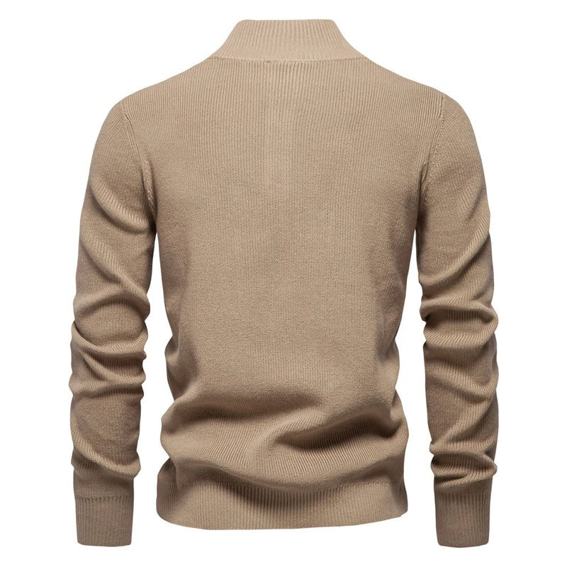 Heren Gebreide Trui met Knoopdetails - Mock Neck