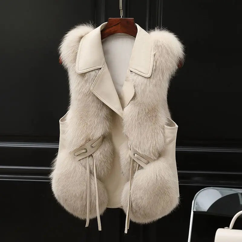Elegant Vest met Faux Fur en Leer Accenten