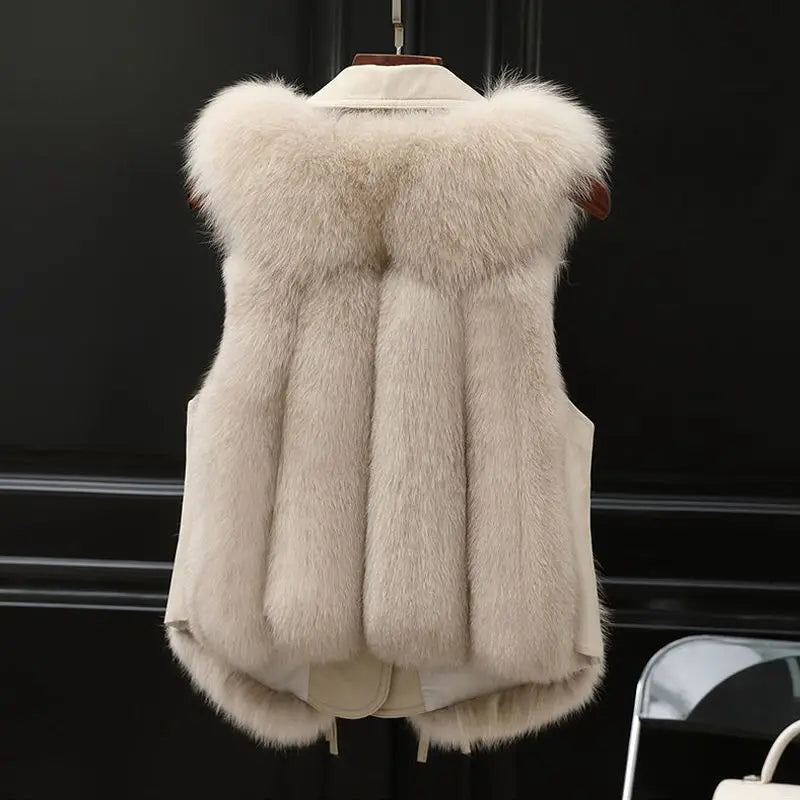 Elegant Vest met Faux Fur en Leer Accenten