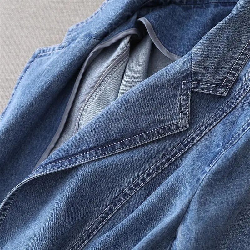 Stijlvolle Blauwe Denim Blazer voor Dames