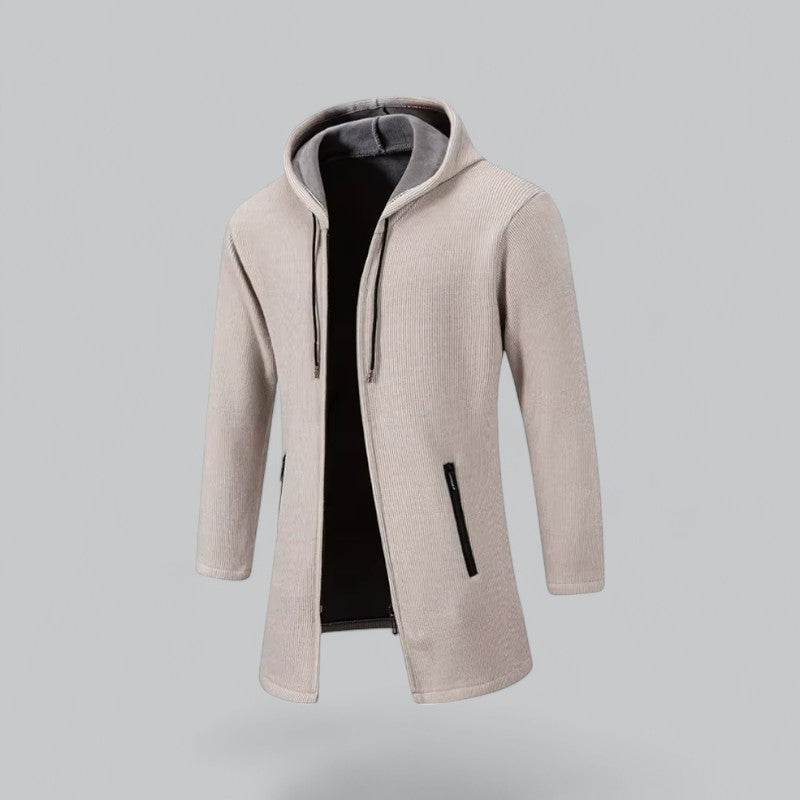 Moderne Heren Hoodie Jas - Beige & Zwart Verkrijgbaar