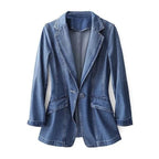 Stijlvolle Blauwe Denim Blazer voor Dames