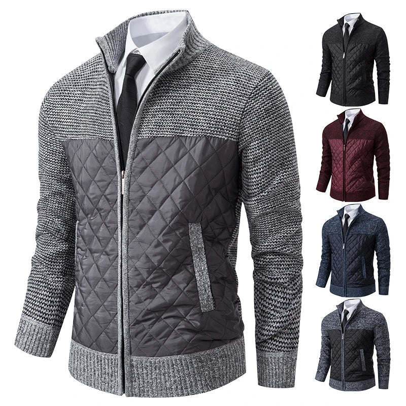 Casual Heren Cardigan - Gewatteerd & Gebreid Design