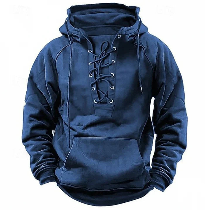 Comfortabele Heren Hoodie met Vetersluiting