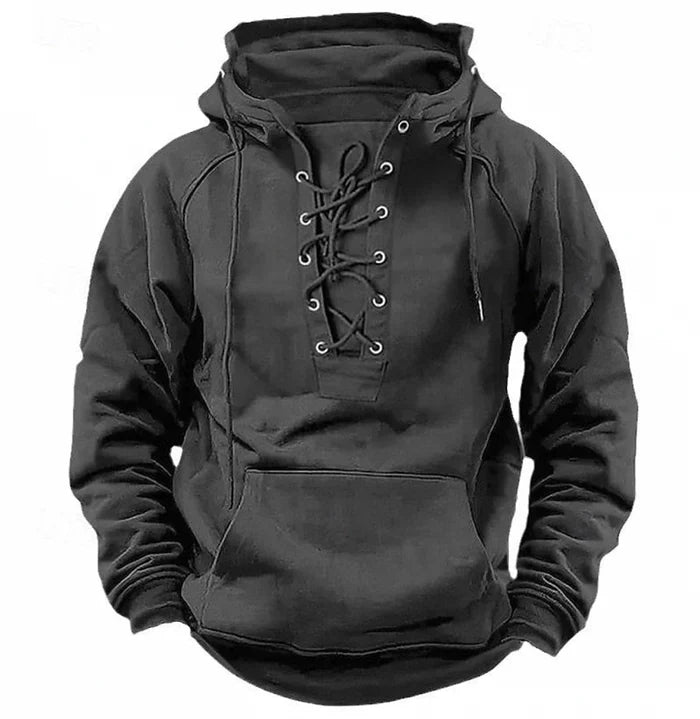 Comfortabele Heren Hoodie met Vetersluiting