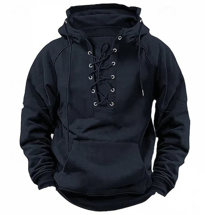 Comfortabele Heren Hoodie met Vetersluiting