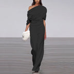 Nocturne Jumpsuit - Elegant Eénschouder Gedrapeerd Design