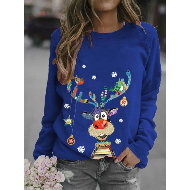 Dames Kerst Crewneck met Unieke Rendier Cartoon