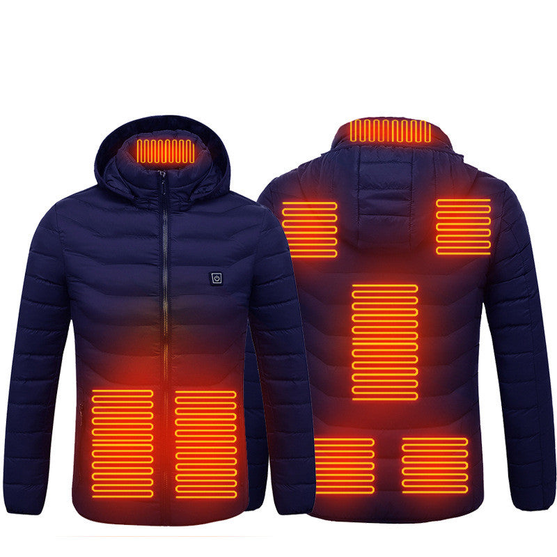 Winter Heated Jacket USB Electric Cotton Coat Zip-up Heater Thermal Clothing Heating Vest For Men - Blue Zone8-S