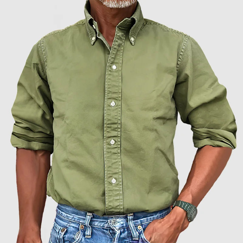 Casual Katoenen Herenhemd in Khaki