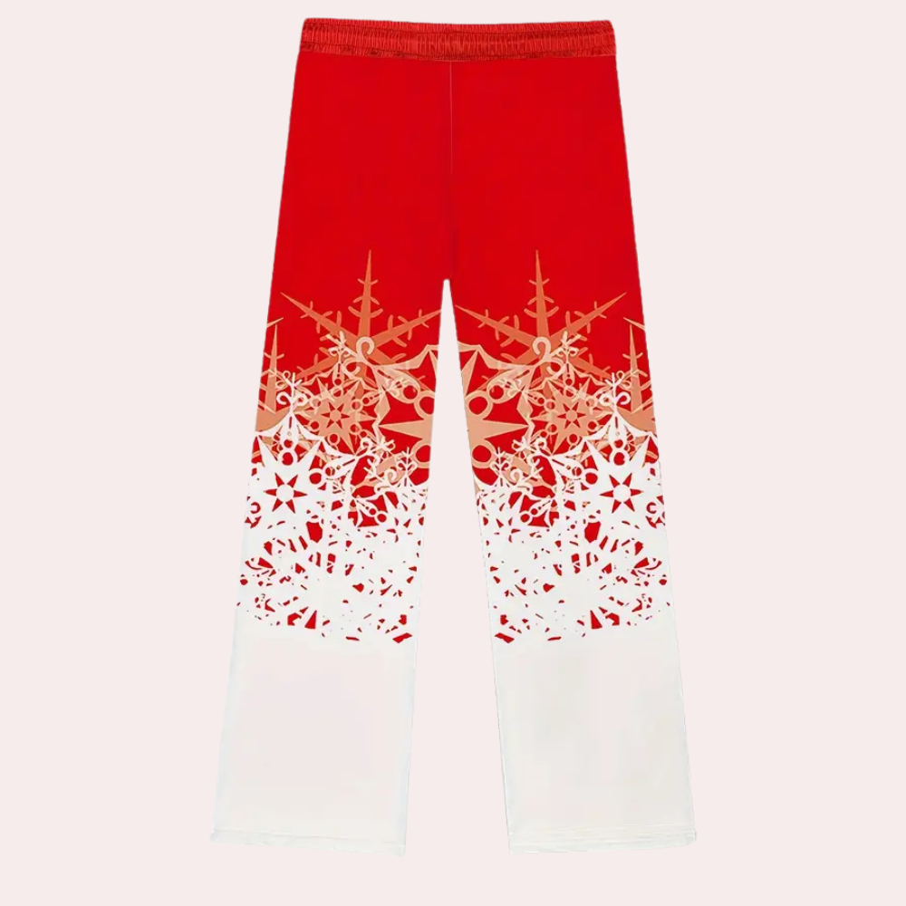 Winter Broek met Sneeuwvlokprint en Kleurblok