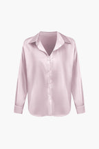 Elegante Lichtblauwe Satijnen Blouse - Stijlvolle Top