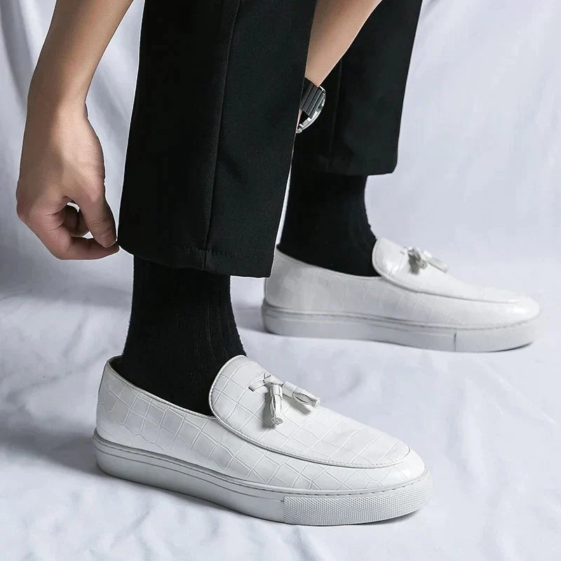 Moderne Heren Loafers: Croco Print & Tassel Detail