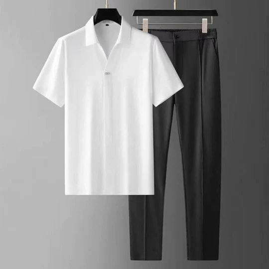 Luxe Zomer Set Heren - V-hals Shirt & Elegante Broek