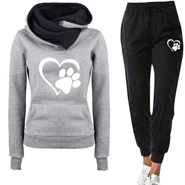 Casual Tweedelige Set - Paw Print Hoodie & Broek