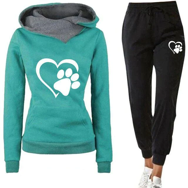 Casual Tweedelige Set - Paw Print Hoodie & Broek