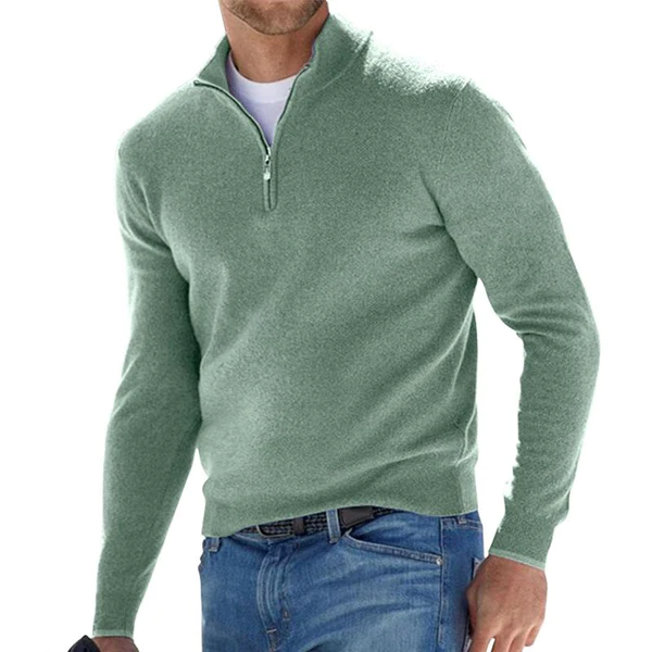 Klassieke Heren Sweater met Ribgebreide Rits