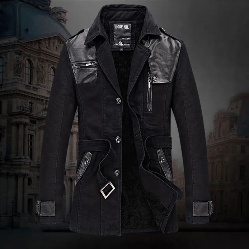 Heren Winterjas met Sherpa Voering en Faux Leer
