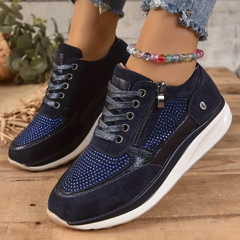 All Season Damessneakers Suède-look & Strass - Comfort