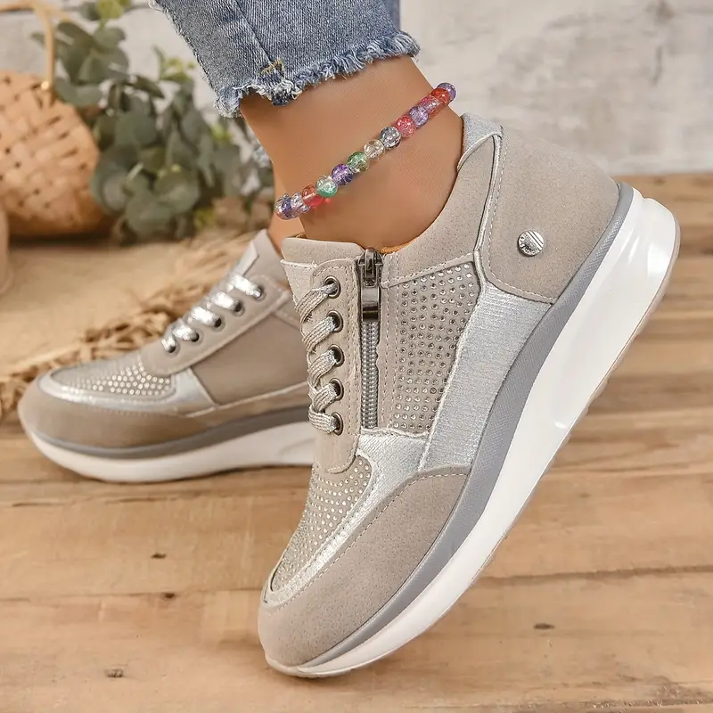 All Season Damessneakers Suède-look & Strass - Comfort