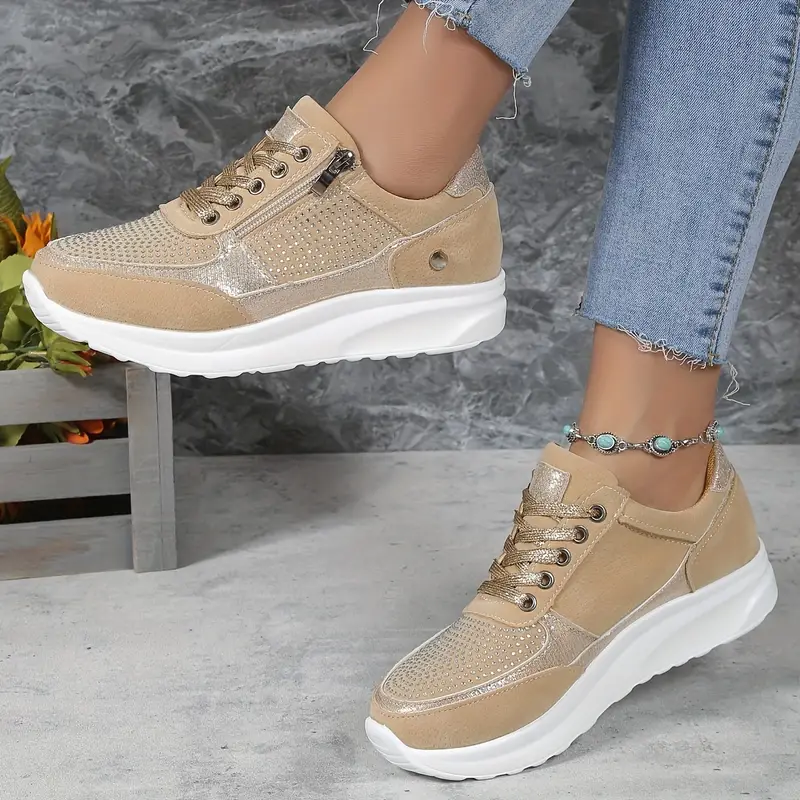 All Season Damessneakers Suède-look & Strass - Comfort