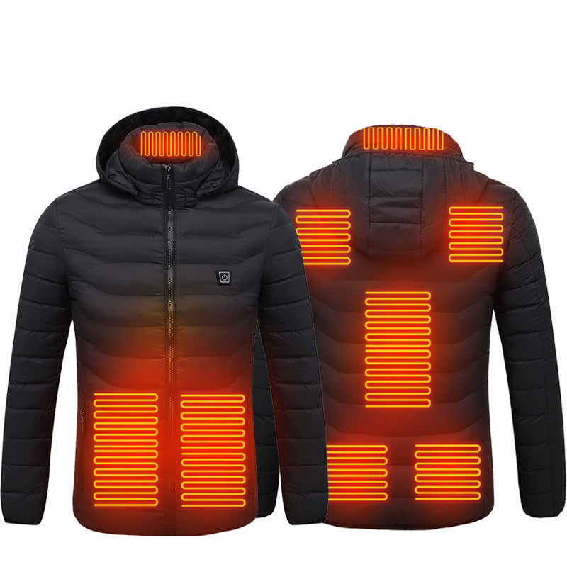 Winter Heated Jacket USB Electric Cotton Coat Zip-up Heater Thermal Clothing Heating Vest For Men - Black Zone8-S