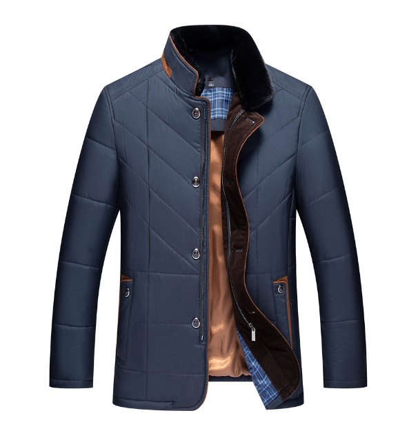 Chique Gewatteerde Heren Jas - Navy Blauw