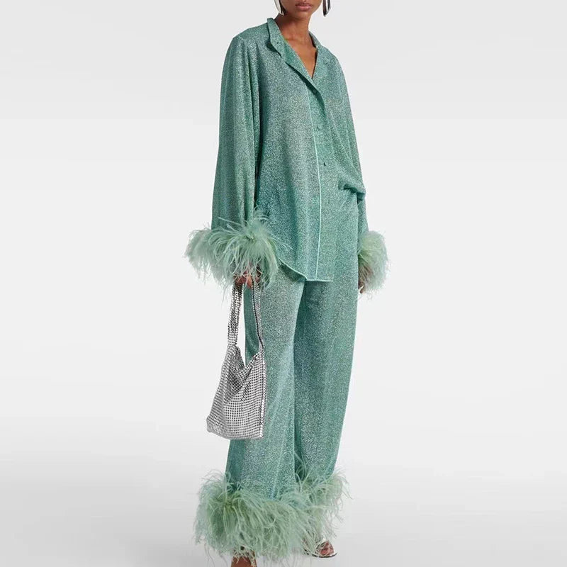 Feestelijke Glitter Set met Pluizige Veren