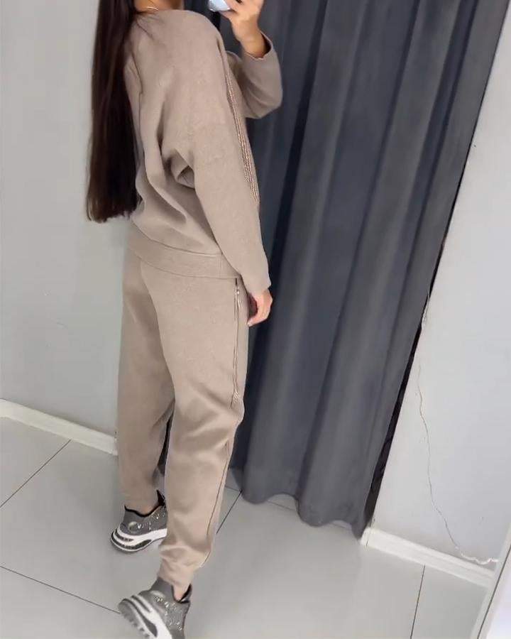 Stijlvol Dames Trainingspak met Glanzende Pailletten