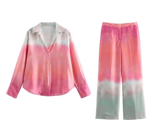 Zomer Tweedelige Set Tie-Dye - Shirt & Wijde Broek