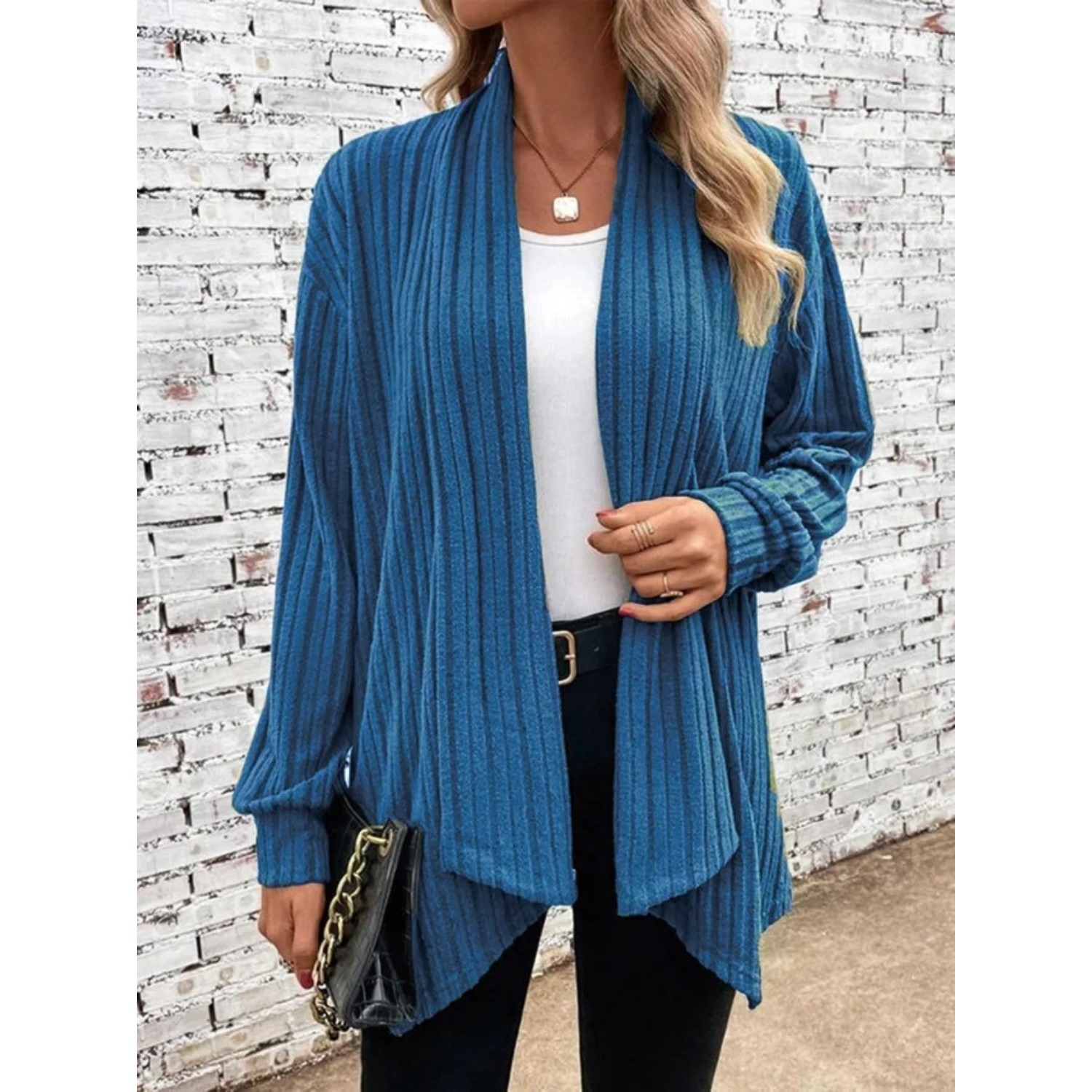 Dames Draped Vest - Casual Knit Cardigan