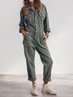 Casual Groene Jumpsuit met Knopen