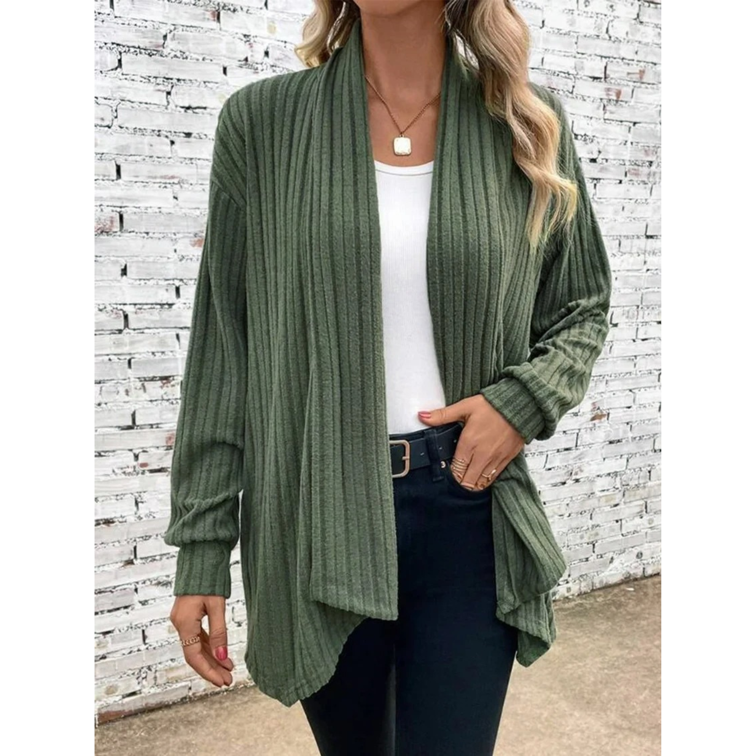 Dames Draped Vest - Casual Knit Cardigan
