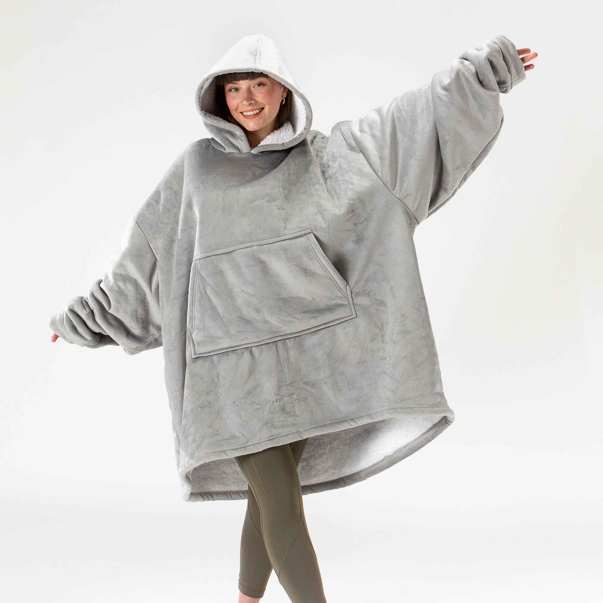 Oversized Hoodie-deken Sweatshirt voor Volwassenen - Minky Grijs 02