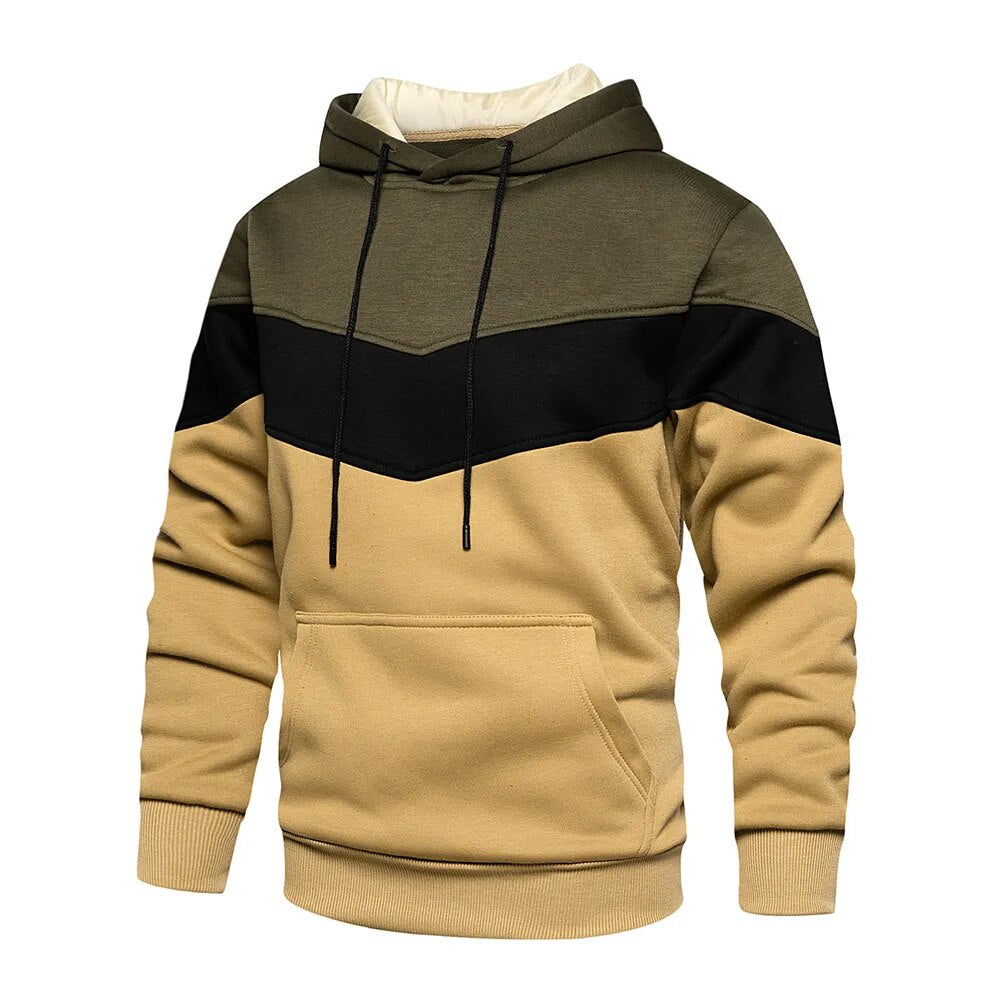Casual Hoodie met Kleurblokken en V-Chevron