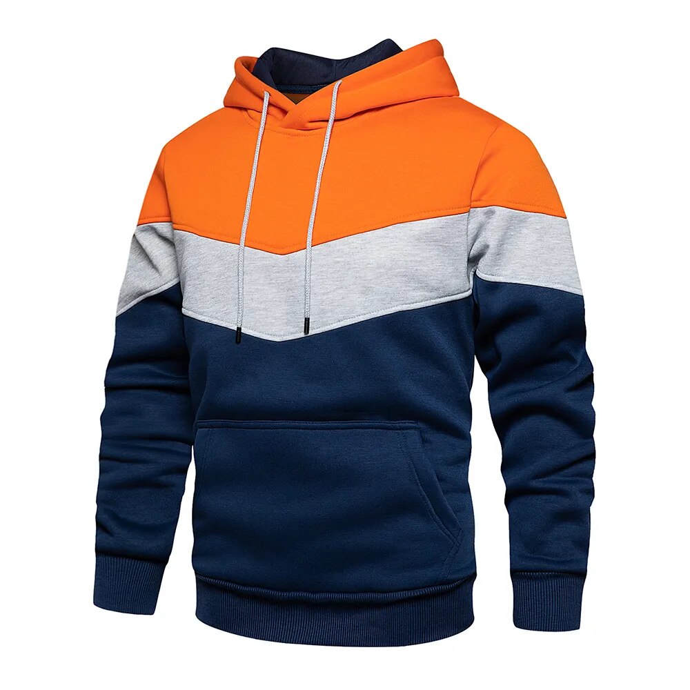 Casual Hoodie met Kleurblokken en V-Chevron