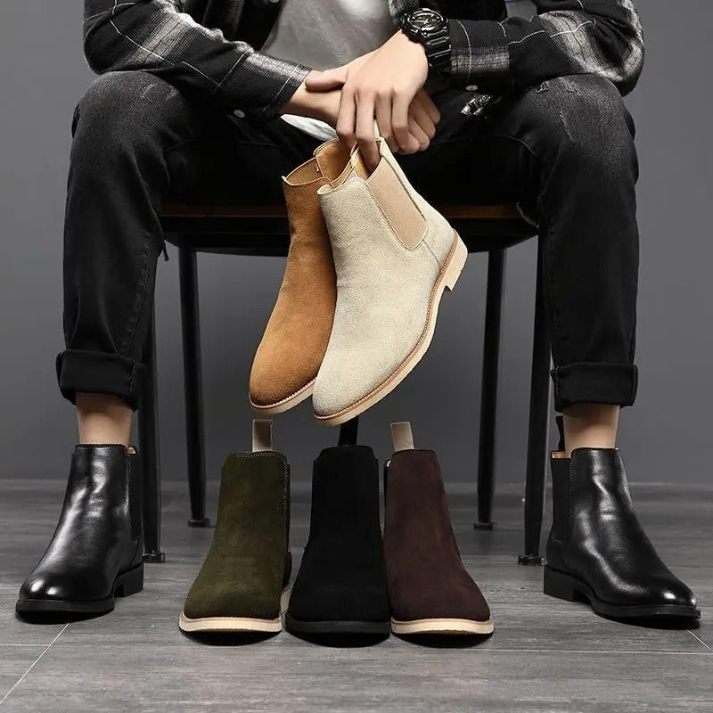 Elegante Beige Suède Chelsea Boots - Heren