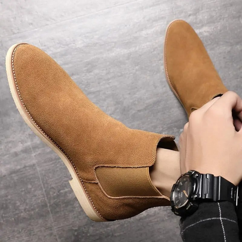 Elegante Beige Suède Chelsea Boots - Heren