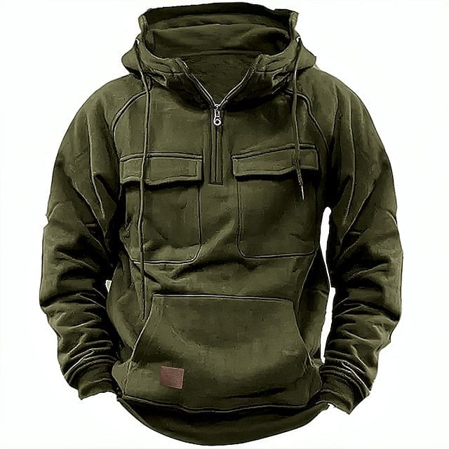 Casual Utility Hoodie met Rits en Borstzakken