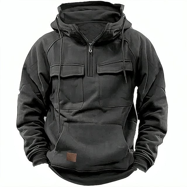 Casual Utility Hoodie met Rits en Borstzakken