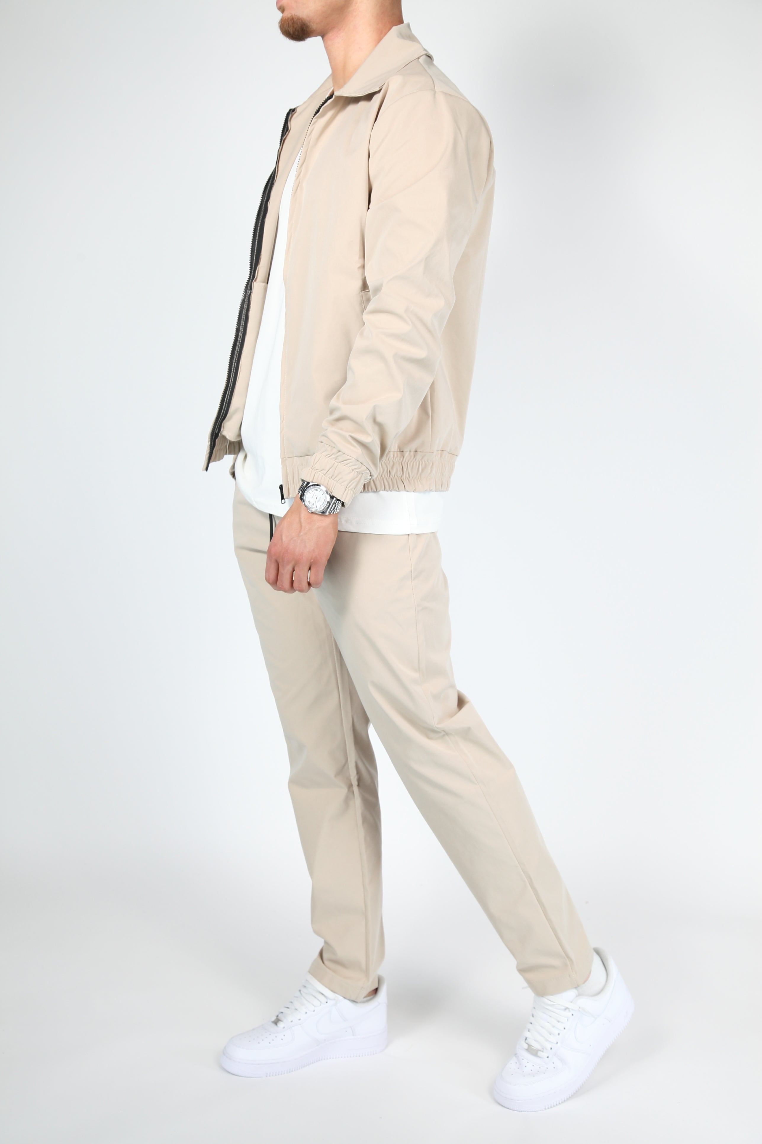 Modern Heren Trainingspak - Bomberjack & Broek Beige