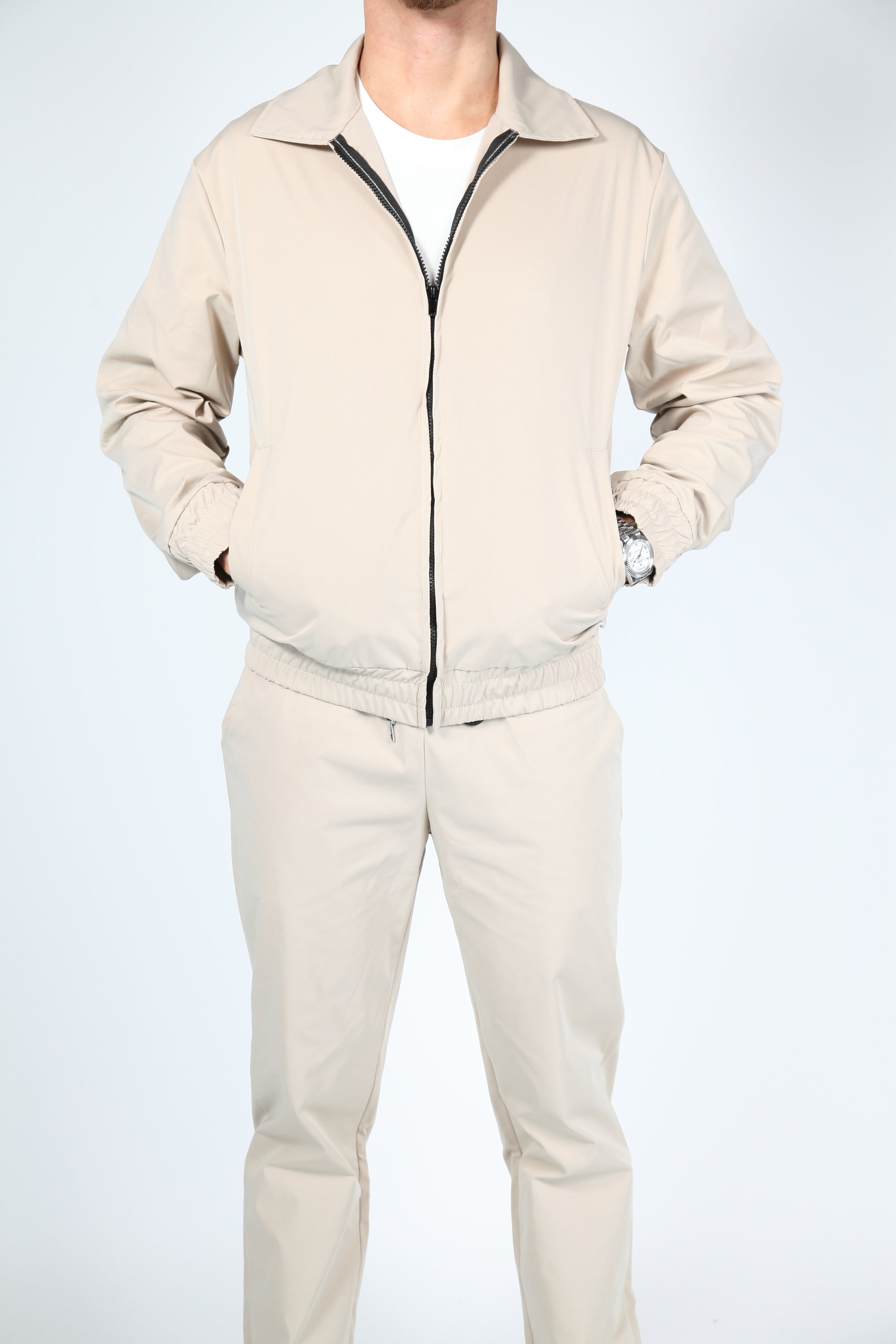 Modern Heren Trainingspak - Bomberjack & Broek Beige